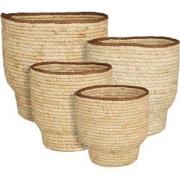 Mica Decorations Mand Darcy - 25x25x25 cm - Maisblad - Bruin - Set van...