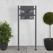Staande brievenbus met krantenvak 37x37x11 cm antraciet/zwart marmerlo...