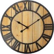 Clayre & Eef Wandklok  Ø 46x5 cm Bruin Houtproduct Muurklok
