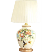 Fine Asianliving Chinese Tafellamp Porselein Wit Kolibrie Handgemaakt