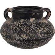 Clayre & Eef Bloempot  Ø 21x13 cm Grijs Keramiek
