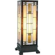 LumiLamp Tiffany Tafellamp  18x45 cm  Bruin Beige Glas Vierkant Tiffan...