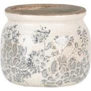 Clayre & Eef Bloempot  Ø 12x9 cm Grijs Beige Keramiek Rond Bloemen Blo...