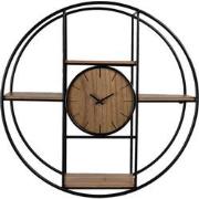 Clayre & Eef Wandklok  Ø 60 cm Bruin Zwart Hout Ijzer Muurklok
