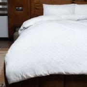 Zydante® Dekbedovertrek Emboss Squares 200x220 cm - Wit - met 2 Kussen...