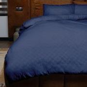 Zydante® Dekbedovertrek Emboss Squares 240x220 cm - Donkerblauw - met ...