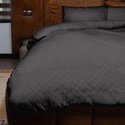 Zydante® Dekbedovertrek Emboss Squares 200x220 cm - Zwart - met 2 Kuss...