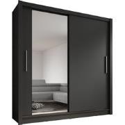 Meubella Kledingkast Bazarre - Grijs - 205 cm - Met spiegel