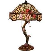 LumiLamp Tiffany Tafellamp  Ø 45x62 cm  Groen Roze Glas Bloemen Tiffan...