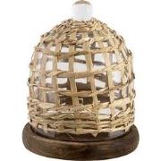 Clayre & Eef Stolp  Ø 18x23 cm Bruin Hout Glas Rond Glazen Stolp