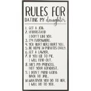 J-line - Plakkaat Rules For Dating My Daughter Hout/keramiek Wit/zwart...