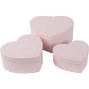 Clayre & Eef Opbergdoos Set van 3 21x20x9/18x17x7/15x14x6  cm Roze Kar...