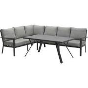 Sergio lounge-diningset - 3-delig - links - carbon black -licht grijs