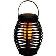 Solar lantaarn zwart d15x19 cm vlam-effect