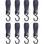 QUVIO ophanghaak met leren bandje - Blauw - Set van 8