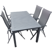 Set van Este tafel 160x90 cm grijs en 4 Lucca stoelen antraciet
