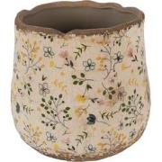 Clayre & Eef Bloempot  Ø 21x19 cm Beige Keramiek Bloemen Bloempot Binn...