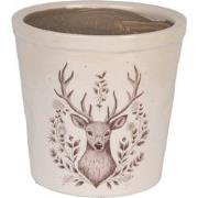 Clayre & Eef Bloempot Ø 17x16 cm Beige Keramiek Hert