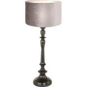 Anne Lighting - tafellamp - Bois - zwart - hout velours stof - Ø 30cm ...