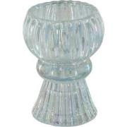 Candle/Tealightholder - Glass - Clear - 6x8cm