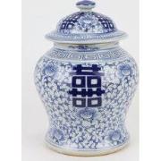Fine Asianliving Chinese Gemberpot Blauw Wit Dubbele Blijdschap