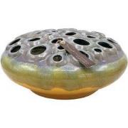 Villa Pottery  Geel Blauwe schaal vaas  D34 x H15