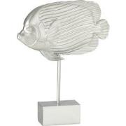 J-Line - Tropische Vis Op Voet Poly Zilver - 24.5x6x32cm