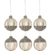 J-Line - Doos Van 6 Kerstballen Parels 3xonderaan/3xbovenaan Glas Anti...