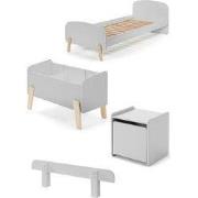 LUCEVI - Kiddy bed + Nachtkastje + Uitvalbeveiliging + Speelkoffer - C...
