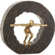 J-Line - Figuur Vallend Hout Metaal Zwart Goud - 27x12x27cm