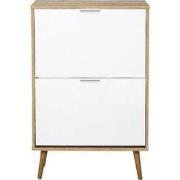 Schoenenkast 2 kiepvakken - Schoenen Klepkast voor 12 paar - Wit/Bruin