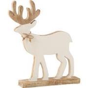 J-Line - Rendier Op Voet Mango Hout Wit/white Wash Medium - 6x31x41.5c...