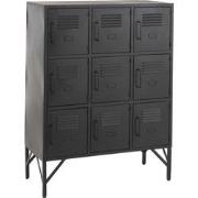 J-Line - Kast 9 Deuren Metaal Zwart - 86x41x113.5cm