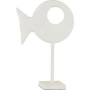 J-Line - Figuur Vis Op Voet Aluminium Wit Large - 26x10x39cm