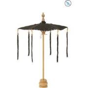 J-Line - Parasol Kwast+voet Katoen/hout Zwart Small - 94x53x53cm