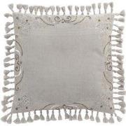 J-Line - Kussen Marokkaanse Randen Met Kwasten Velvet Grijs - 45x45x2c...