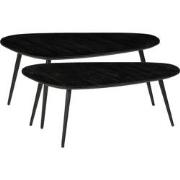 Mica Decorations Bijzettafel Jailey - 84x39x39 cm - Hout - Zwart - Set...
