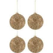 J-Line - Doos Van 4 Kerstballen Glitter Glas Goud Large - 13x13x15cm