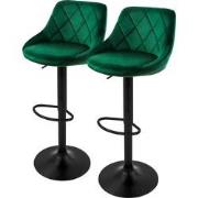 Barkruk set van 2 groen fluwelen bekleding met rugleuning en voetenste...