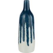J-Line - Vaas Verf Keramiek Wit/blauw Small - 11.5x11.5x36cm