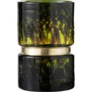 J-Line - Vaas Spikkel Glas Groen/zwart/goud Small - 16x16x23.5cm