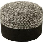 J-Line - Poef Miami Outdoor Streep Polyester Zwart/wit - 50x50x35cm