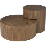 J-Line - Set Van 2 Bijzettafels Toge Mango Hout Bruin - 75x75x30cm
