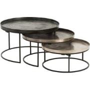 J-Line - Set Van 3 Bijzettafels Rond Aluminium Zwart/mix - 77.5x77.5x4...