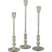 J-Line - Set Van Drie Kandelaars Becca Aluminium Zilver - 10.5x10.5x45...