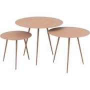 J-Line - Set Van Drie Bijzettafel Ijzer Oud Roze - 56x56x44.5cm
