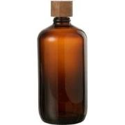 J-Line - Fles Vintage Glas Bruin - 13x13x33cm