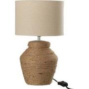 J-Line - Lamp Meli + Kap Keramiek Linnen Bruin Small - 22x22x38cm