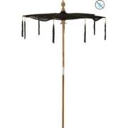 J-Line - Parasol Kwast Katoen/hout Zwart Large - 140x140x253cm