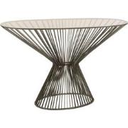 J-Line - Console Ovaal Spijlen Metaal/glas Grijs/bruin - 121x37x79cm